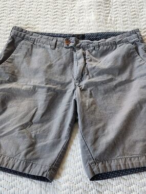 Ted Baker Light Gray Flat-Front Men's Shorts with Subtle Trim